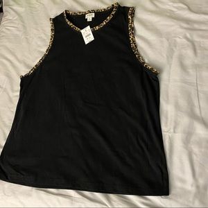 Jcrew Black Tank Top With Leopard Print detail
